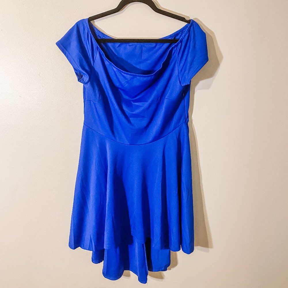 Blue off the shoulder dress
